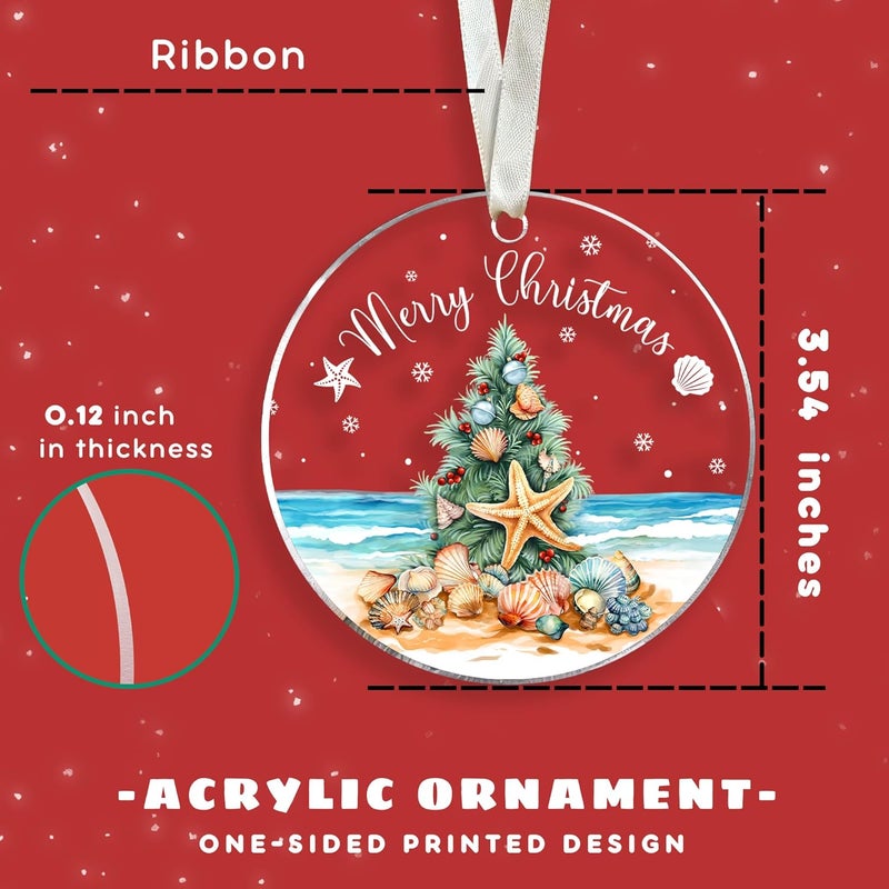 SUCHAGIFT Beach Christmas Ornaments, Coastal Tropical Christmas Ornaments - Florida Hawaii Christmas Ornament - Beach Gifts for Women, Lovers - Coastal Themed Gifts - Acrylic Ornament 2025 - Image 2